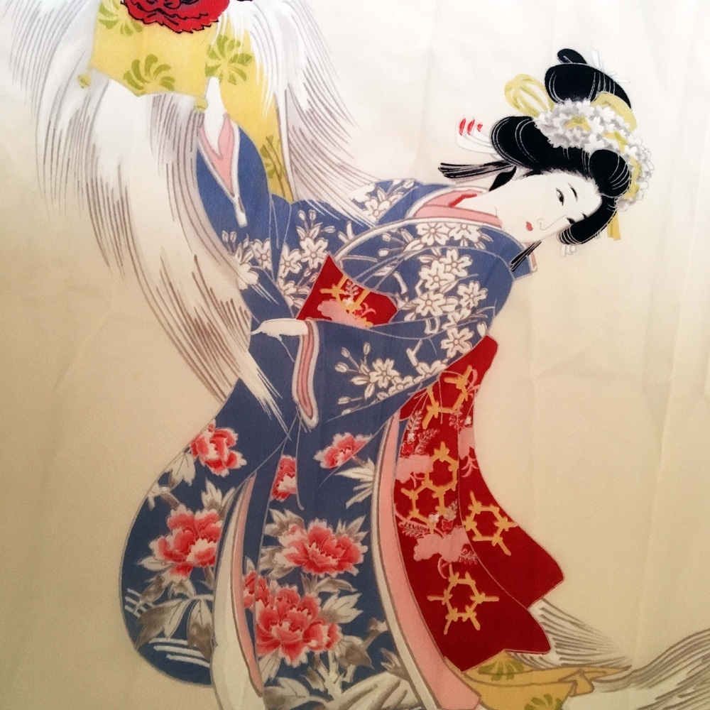 Geisha Scarf with multicolored image of geisha